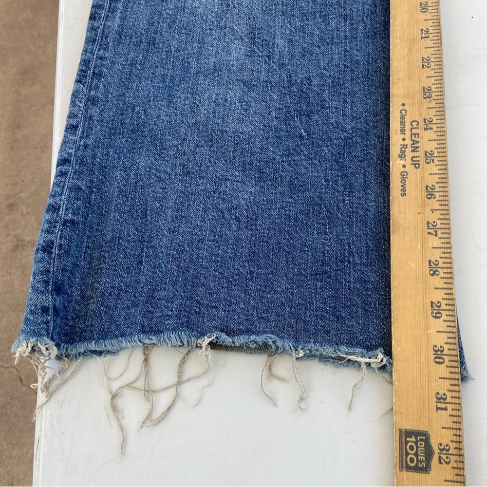 American Eagle Super High-Rise Baggy Wide Leg Frayed Hem Dis Blue Jean 2 26r - Picture 2 of 8